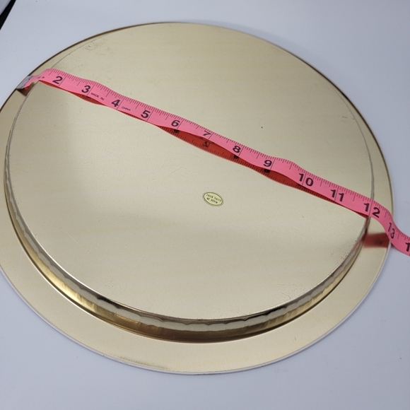 Vintage The Ullman Co Holiday Christmas Tree Round Metal Serving Tray 13 Inches - Picture 6 of 7